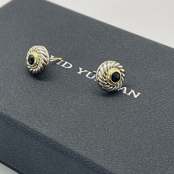 David Yurman Cookie Cutter Earrings with Black Onyx & 14k Gold - Picture 2 of 14